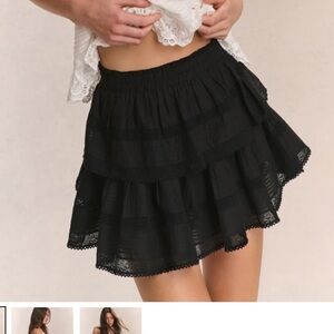 LoveShackFancy Black Ruffle Mini Heritage Skirt